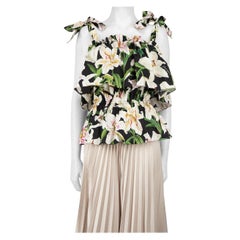 Dolce & Gabbana Ruffle Accent Lily Printed Top Size XS
