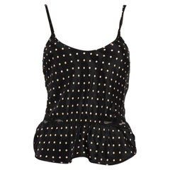 Top de seda negra con estampado de lunares La Perla Talla L