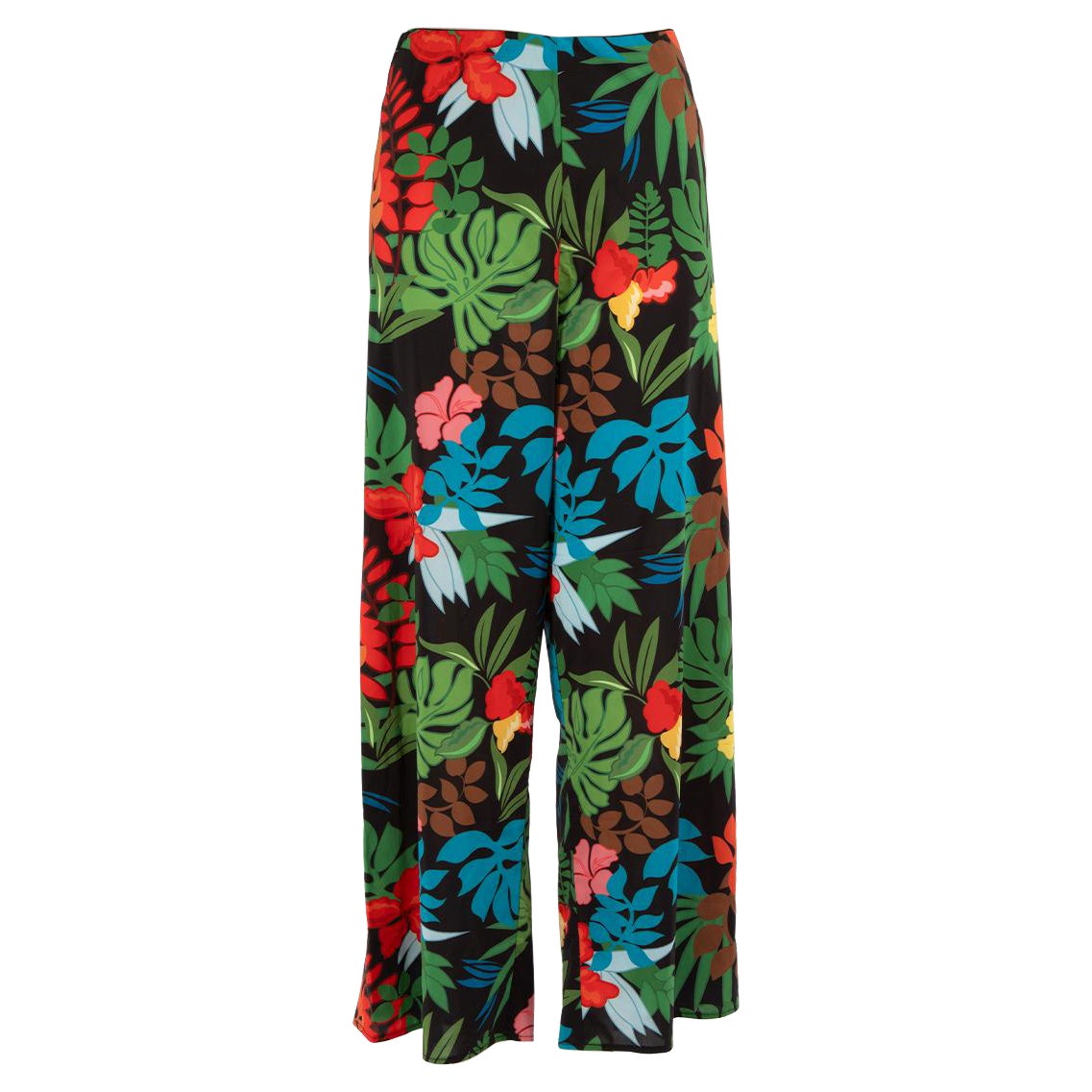 Alice + Olivia Tropical Print Wide Leg Trousers Size S For Sale