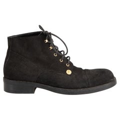 Versace Black Suede Medusa Detail Lace-Up Boots Size IT 39