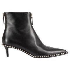 Alexander Wang Black Leather Eri Stud Ankle Boots Size IT 38