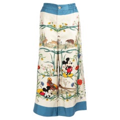 Gucci Gucci x Disney Printed Silk Wide Leg Trousers Size M