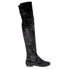 Jimmy Choo Black Velvet Over the Knee Boots Size IT 37
