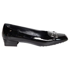 Tod's Black Patent Leather Square Toe Flats Size IT 34.5