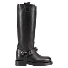 Burberry Black Leather Saddle Knee High Boots Size IT 39