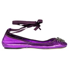 Jimmy Choo Purple Crystal Grace Ballet Flats Size IT 38.5
