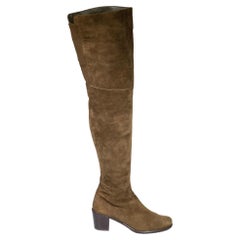 Stuart Weitzman Khaki Suede Over the Knee Boots Size IT 38.5