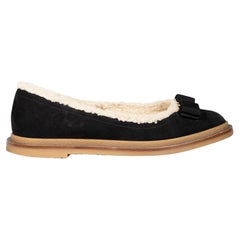 Salvatore Ferragamo Black Shearling Lined Ballet Flats Size US 6.5