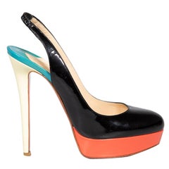Christian Louboutin Black Patent Slingback Heels Size IT 39.5
