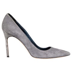 Manolo Blahnik Grey Suede Point-Toe Pumps Size IT 41