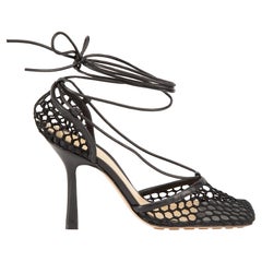Bottega Veneta Black Mesh Stretch Strappy Sandals Size IT 36.5