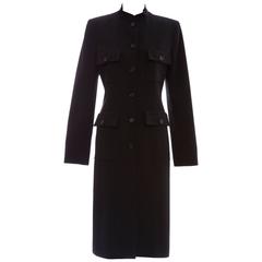 Michael Kors For Celine Black Wool Lightweight Gabardine Button Front Coat 2