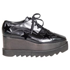 Stella McCartney Black Faux Leather Elyse Star Derby Platforms Size IT 38