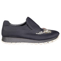 Prada Scarpe da Ginnastica Slip-On con Cristallo Nero Taglia IT 38.5