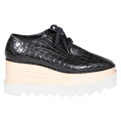 Stella McCartney Black Croc Embossed Elyse Shoes Size IT 36