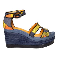 Hermès Ilanas Printed Espadrille Wedges Size IT 36.5