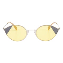 Fendi Silver Metal Yellow Cat Eye Sunglasses