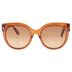 Salvatore Ferragamo Brown Transparent Frame Sunglasses