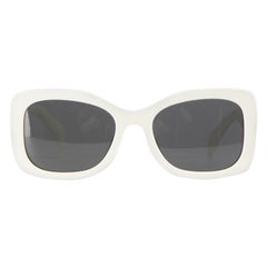 Prada White Oval Square Frame Sunglasses