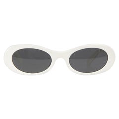 Miu Miu White Oval Frame Logo Sunglasses