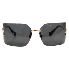 Miu Miu Dark Grey Rimless Tinted Logo Sunglasses