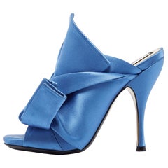 N°21 Blue Satin Ronny Mule Sandals Size 37