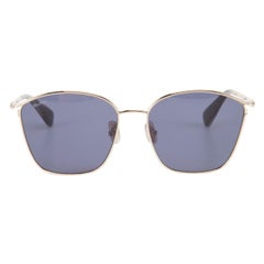 Max Mara Silber Metall Blau getönte Sonnenbrille