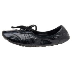 Prada Sport Black Patent Leather Lace Up Ballet Flats Size 36.5