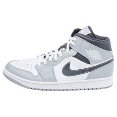 Air Jordan Multicolor Leather Jordan 1 Mid Light Smoke Grey Sneakers Size 44