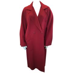 Max Mara Red Cashmere Long Overcoat