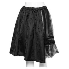 Comme des Garcons Black Mesh & Floral Embroidered Silk Ruffled Detailed Skirt S