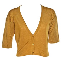 Weekend Max Mara Mustard Yellow Silk & Linen Cropped Cardigan L