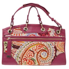 Bolso de hombro Etro de lona estampada y piel rosa/beige
