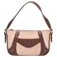 Borsa Baguette Givenchy in pelle e camoscio marrone/rosa chiaro