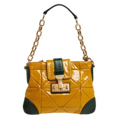 Marc Jacobs Mustard Yellow/Green Patent Leather And Leather Shoulder Bag