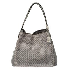 Coach Grey Signature Canvas and Leather Edie 31 Shoulder Bag