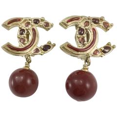 Chanel Paris-Bombay Collection Red Gripoix Dangling Earrings - Circa 2012
