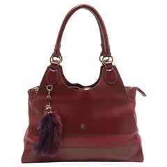 Aigner Burgundy/Red Leather Charm Tote