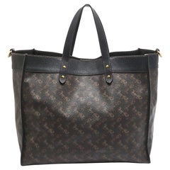 Coach Dark Brown Carriage Print Coated Canvas and Leather Field 40 Tote