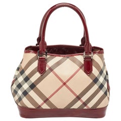 Burberry Burgundy/Black Nova Check PVC and Patent Leather Tote