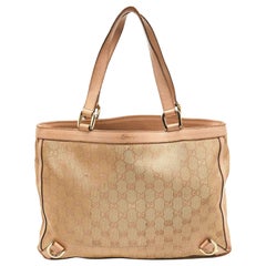 Gucci Dusty Pink/Gold GG Lurex Fabric and Leather Tote