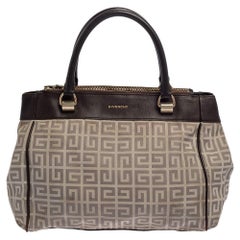 Givenchy Tote con doppia zip in tela e pelle Monogram marrone scuro/bianco