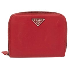 Prada Red Nylon French Flap Wallet