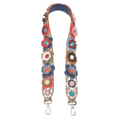 Fendi Multicolor Floral Applique Leather and Watersnake Shoulder Bag Strap