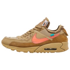 Off-White x Nike Beige Stoff und Wildleder Air Max 90 Desert Ore Turnschuhe Größe 43