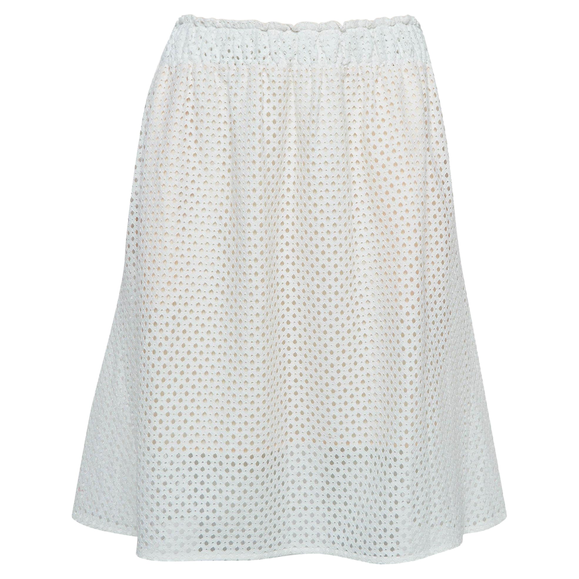 See by Chloe White/Pink Eyelet Lace Short Skirt S For Sale