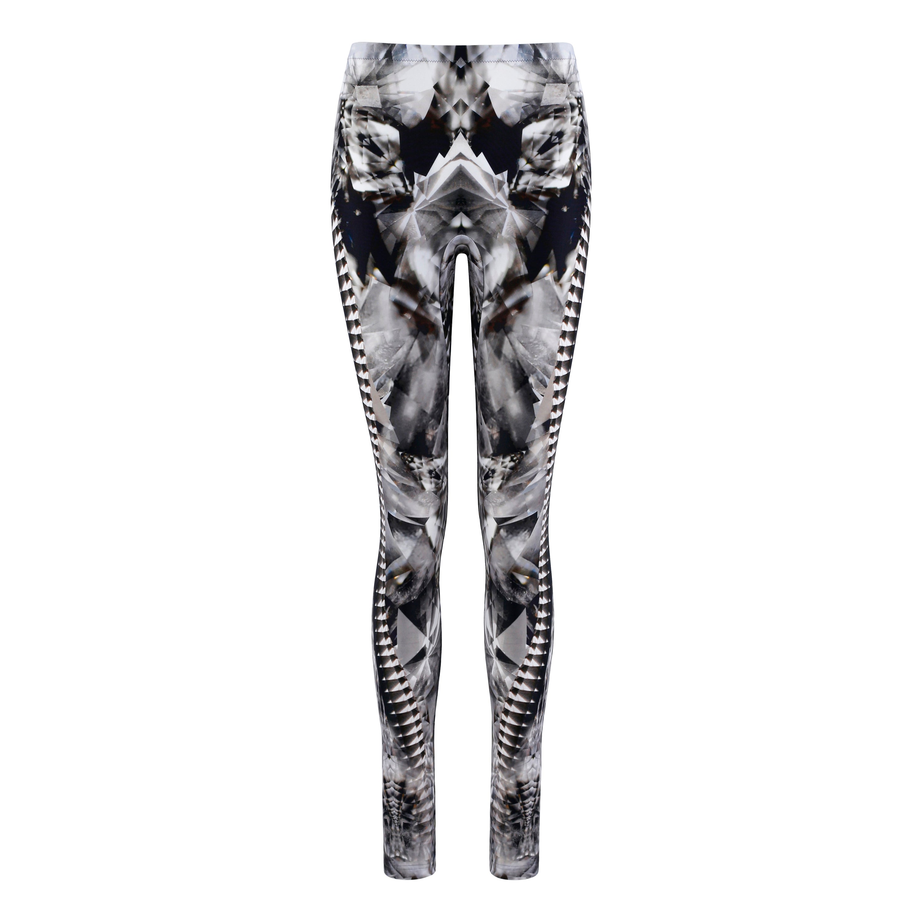 Alexander McQueen S/S 2009 Caleidoscopio de cristal con estampado de esqueleto Leggings L