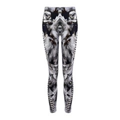 Alexander McQueen F/S 2009 Kristall Kaleidoskop Skelett Druck Leggings XS