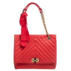 Borsa a tracolla media Happy in pelle trapuntata arancione Lanvin