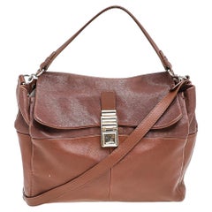 Lanvin Borsa a tracolla con patta in pelle marrone